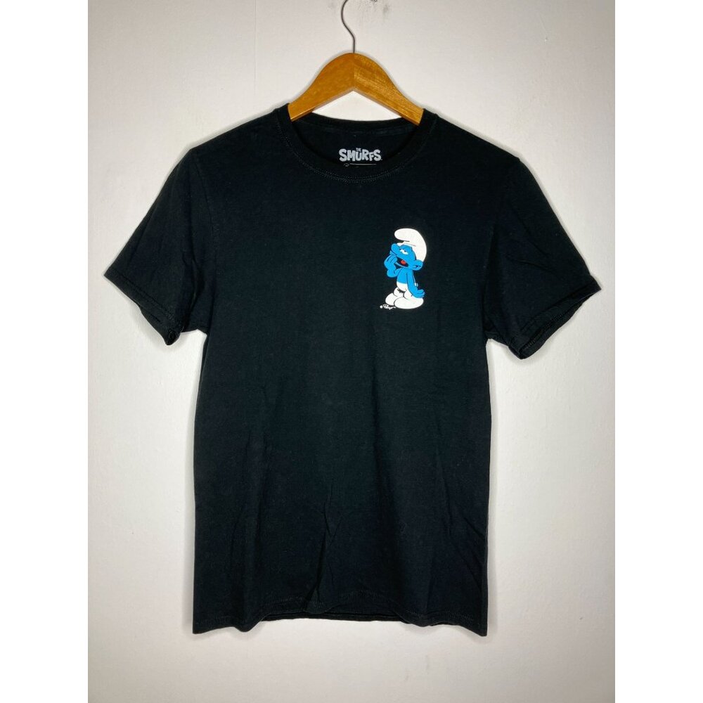 Smurfs Womens Small Black T-Shirt Lazy Smurf Sleepy